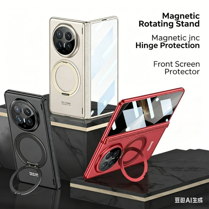 Slim Matte Hard Magnetic Case สําหรับ Honor Magic V6 Magic V5 ครอบคลุมเต็มรูปแบบบานพับป้องกันหน้าจอด้านหน้าในตัวฝาครอบ 360° ขาตั้งหมุนได้