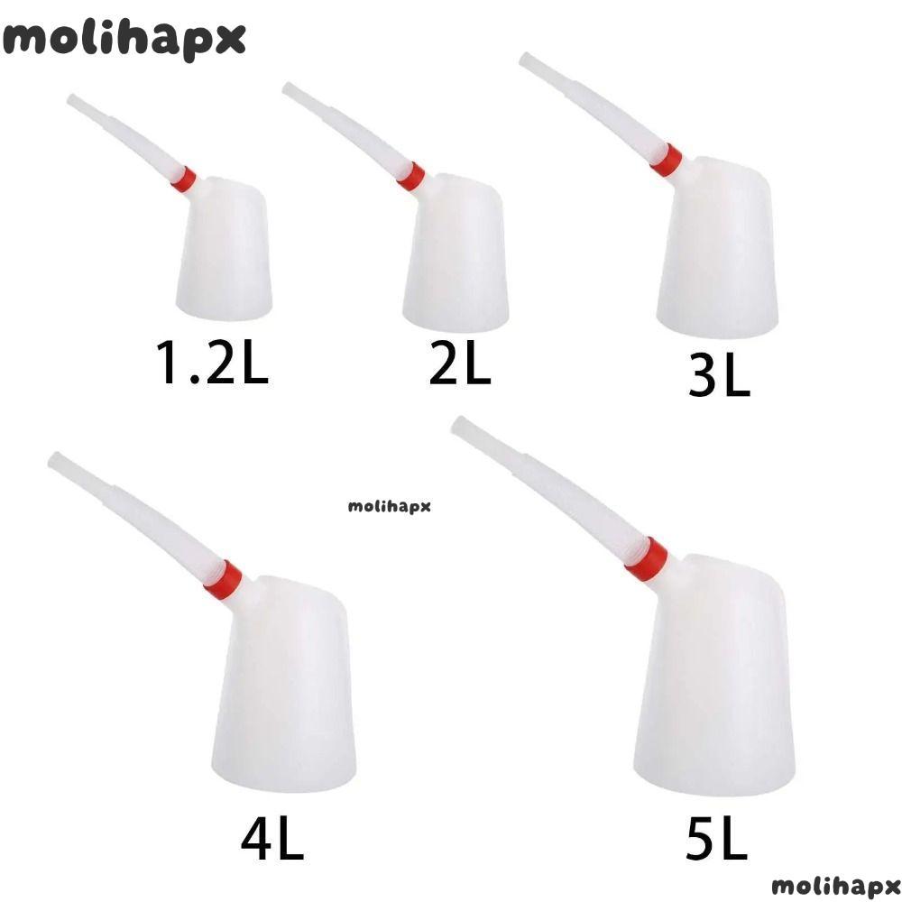 เหยือกวัดน้ํามัน MOLIH พร้อมเท 1.2/2/3/4/5 Litre Spout Container Oiler, Universal พลาสติกวัดน้ํามันสําหรับรถยนต์รถจักรยานยนต์