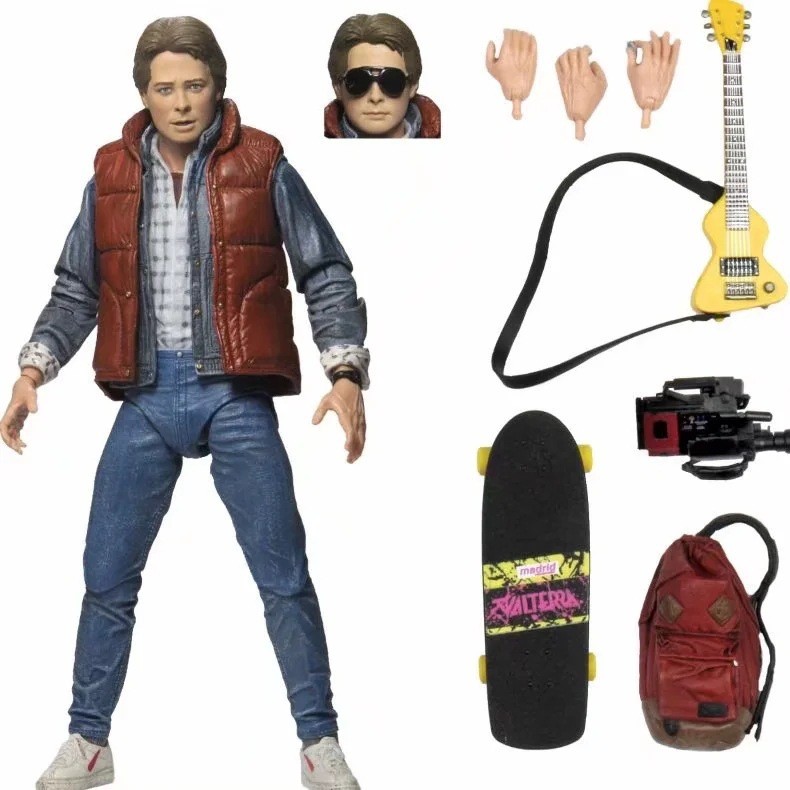 พร้อมสต็อก NECA Back to the Future Martin Skateboard Guitar Version 23cm Model Action Figure Boxed H