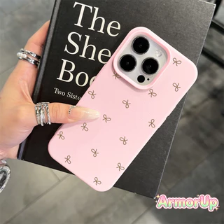 เคสไอโฟน โบว์สีน้ำตาล หนังนุ่มพื้นผิว TPU สำหรับ iPhone 11 12 13 14 15 16 ProMax X XR XS Max 7 8Plus-AP