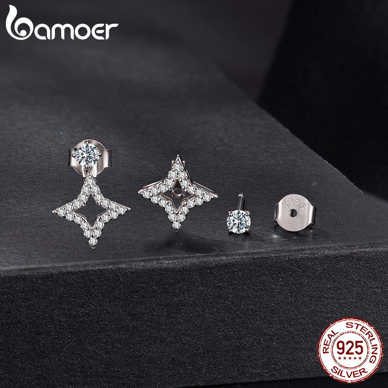 Bamoer حلق نجمة فضة 925 بالمويسانيت — صورة 3