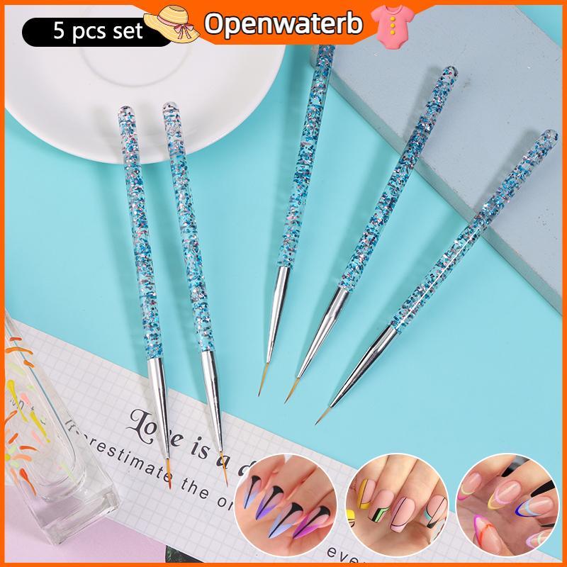 [KAN] 5pcs Nail Art Stripe Nail Art Liner Brush Set 3D Tips Line Stripes DIY Drawing Pen UV Gel Brus
