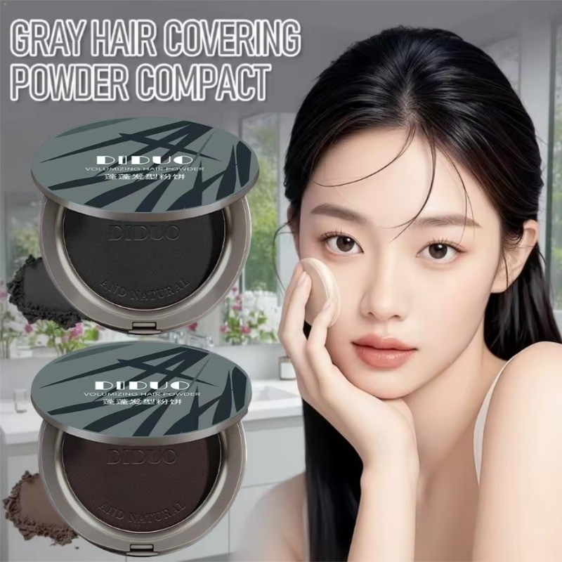 ผงปกผมสีเทาเรียบทนต่อเหงื่อ - คอนซีลเลอร์ซ่อมแซมเส้นผมธรรมชาติ - ผงบรรจุ