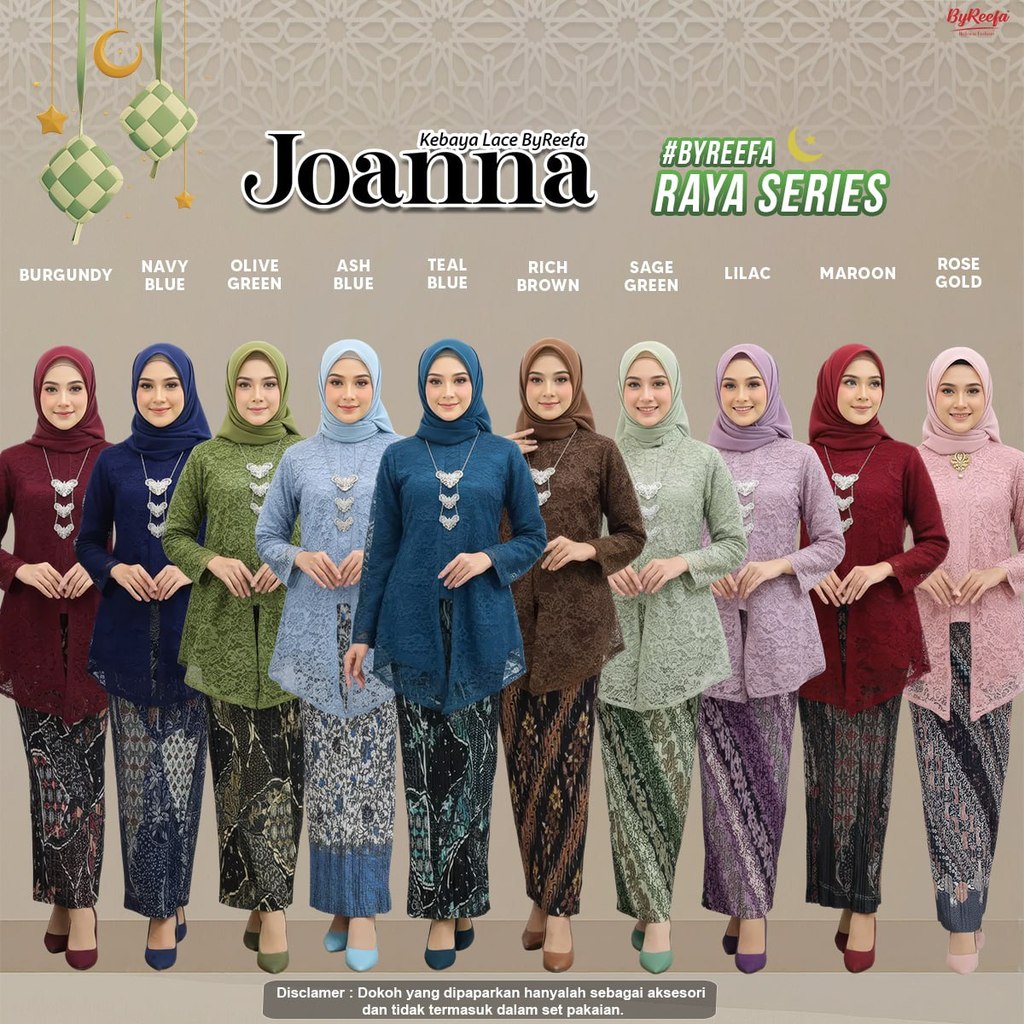 ByReefa Kebaya Lace วัสดุ JONNA ลูกไม้พรีเมี่ยมมีซับในเต็ม Kain จีบ