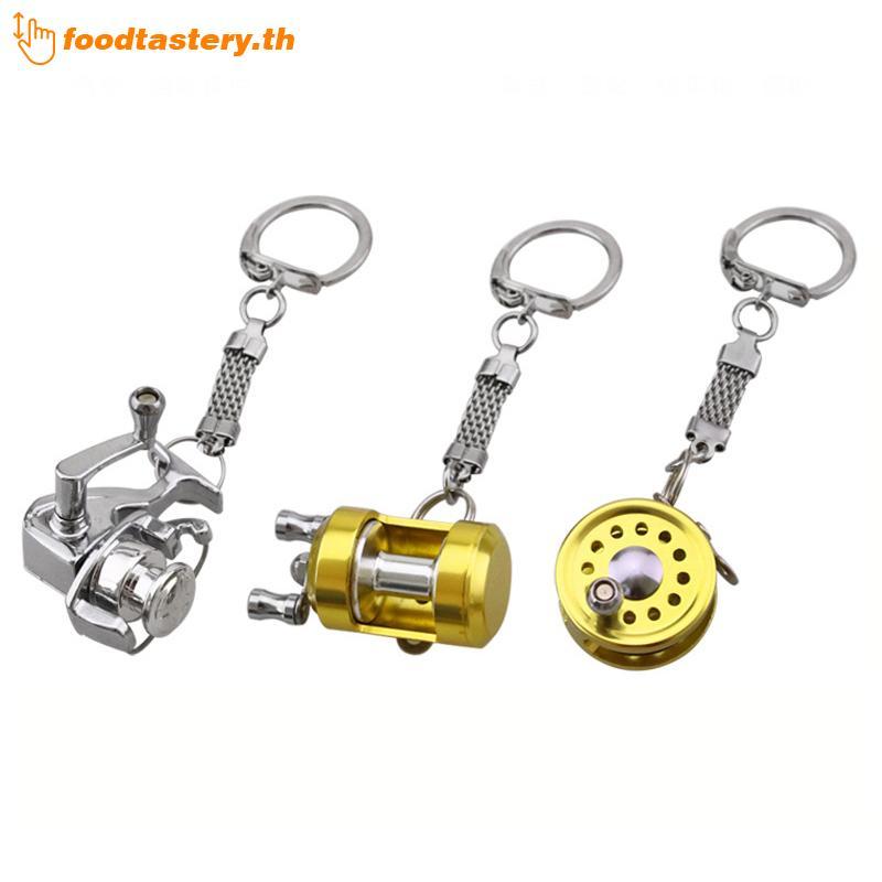 FTY 1 ชิ้นโลหะผสมตกปลา Reel กลองจี้พวงกุญแจล้อกลางแจ้ง Fishing Tackle N