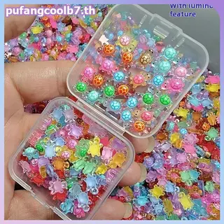 PUCOOL 100 ชิ้นเรืองแสงในตุ๊กตาเต่าเรซินสีเข้ม/ของจิ๋วน่ารักสําหรับสวนนางฟ้าภูมิทัศน์ไมโคร,งานฝีมือตกแต่งบ้านตุ๊กตา.