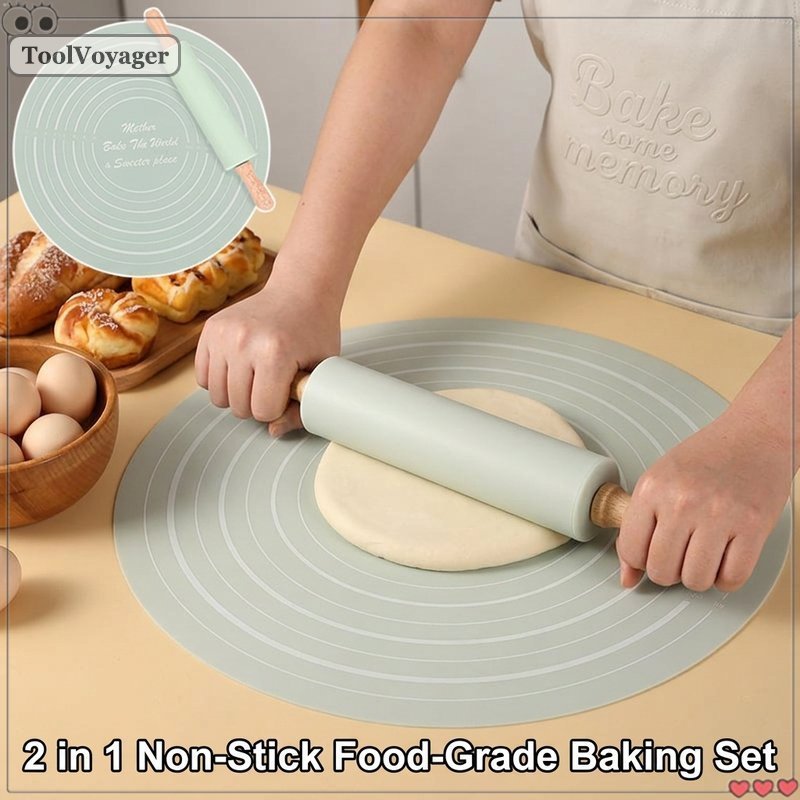 ซิลิโคนกลิ้ง Pin Dough Mat Non Stick เครื่องมืออบเกรดอาหาร Alas Doh Pastry Pizza Cookies