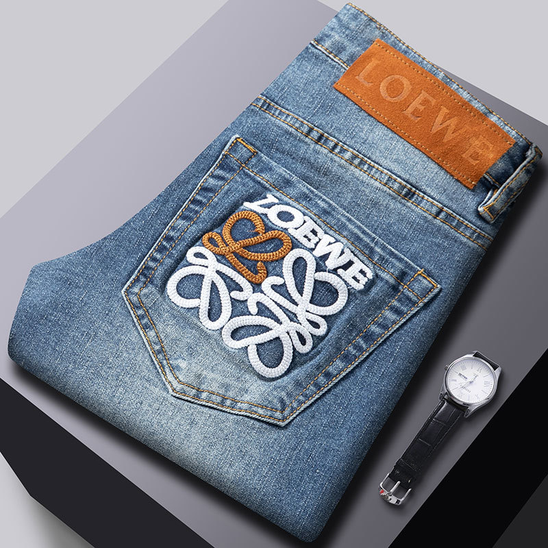 กางเกงยีนส์ LOEWE สไตล์ใหม่สำหรับผู้ชาย แบบSlim-fit ใส่ง่ายในทุกวัน