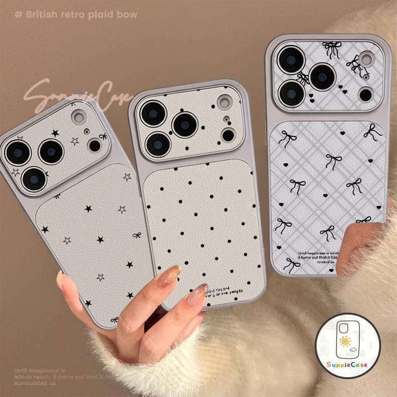 เคสไอโฟน เหมาะสำหรับ iPhone 17 11 15 12 16 14 13 Pro Max 14 15 16 Plus แฟชั่น โบว์โน๊ต พรีเมียม เท็กซ์เจอร์ ซอฟต์