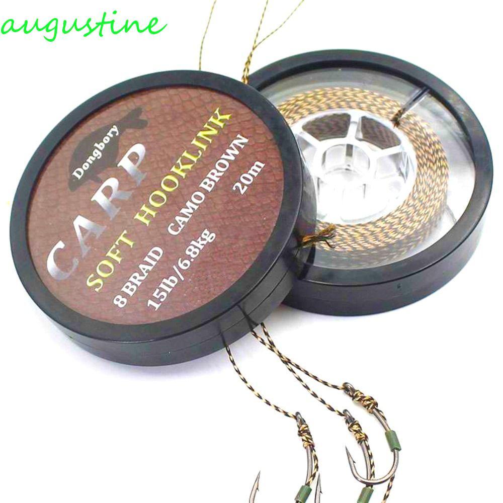 AUGUSTINE Soft Hook Link Sinking 20 M ปลาคาร์พตกปลาไม่เคลือบผิวสําหรับผู้นําปลาคาร์พ 8 Strand อุปกรณ