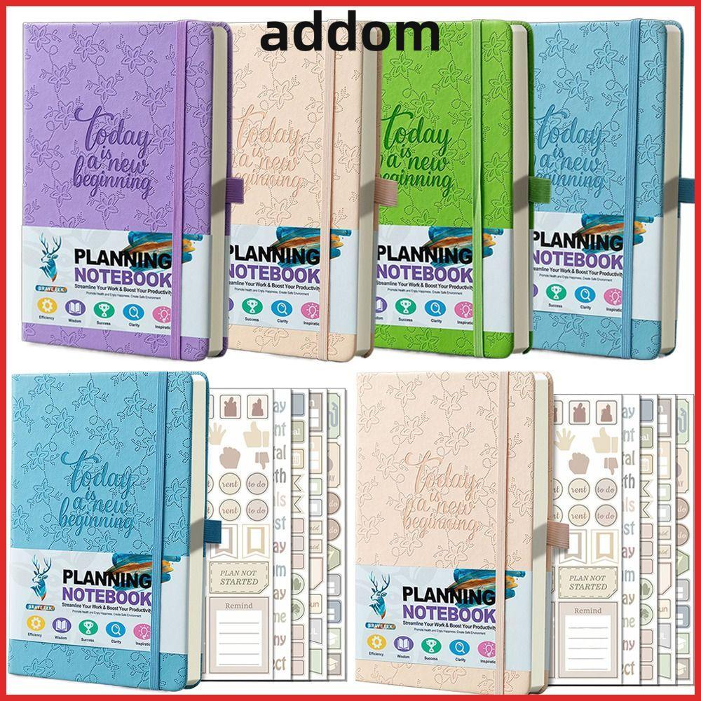 ADDOM สมุดบันทึกวางแผนรายสัปดาห์, ปกหนัง PU A5 Student Daily Schedule, 100Sheeps Undated Format Effi