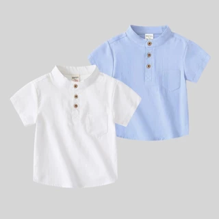 【ส่งจากไทย】เสื้อโปโลเด็กผู้ชาย สีพื้น ผ้าคอตตอนนุ่ม ระบายอากาศดี ดีไซน์เรียบง่าย แขนสั้นใส่สบาย เหมาะสำหรับฤดูร้อน พร้อม