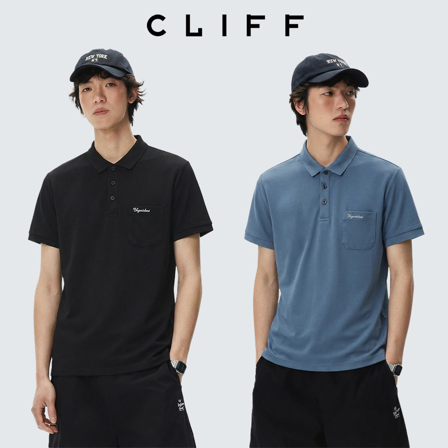 CLIFF เสื้อโปโลสไตล์วินเทจอเมริกัน  ปกเสื้อ    เสื้อยืดแขนสั้นแบบเรียบง่าย  ใส่ได้กับทุกแบบ  แฟชั่นผู้ชาย  พักผ่อน