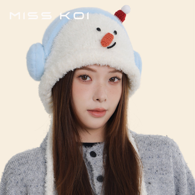 หมวกหญิงฤดูหนาว Snowman Plush จาก MISSKOI ถักนุ่มๆ กันลมหนาวได้ดี - รูปที่ 3