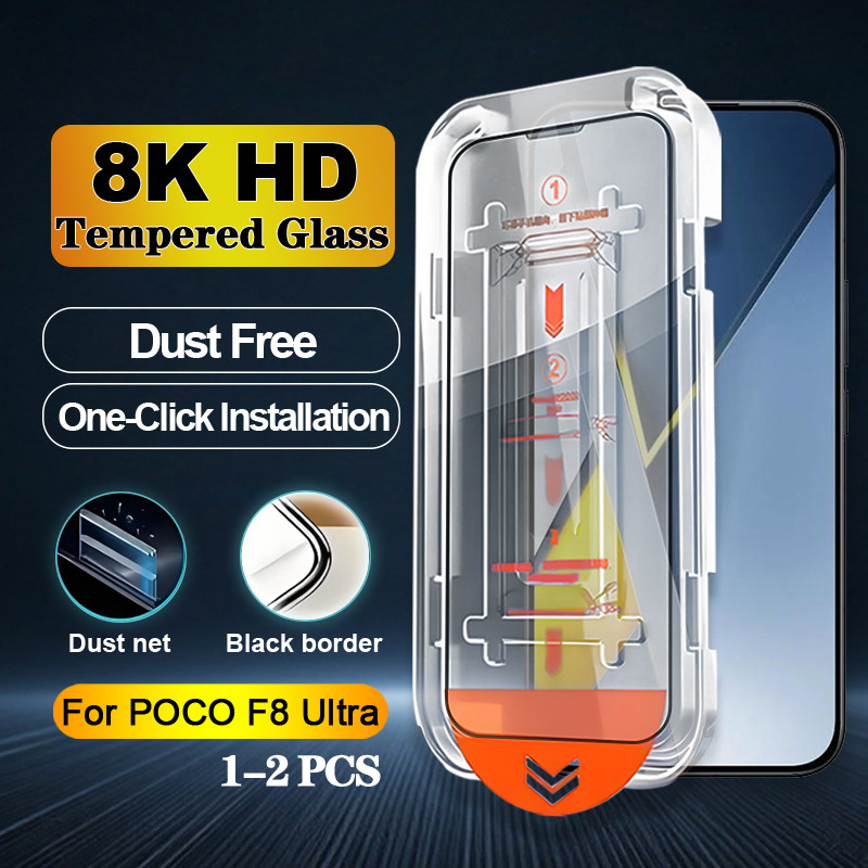 1-2 ชิ้นสําหรับ Poco F8 Ultra 5GกระจกนิรภัยสําหรับXiaomi POCO F8 Pro F7 Ultra F7 F6 F5 Pro F4 F3 GT 