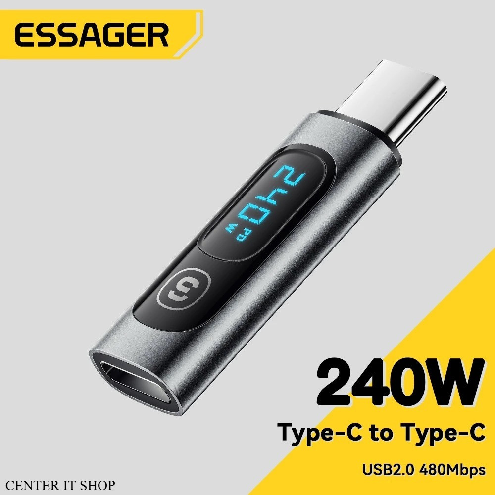 Essager อะแดปเตอร์ทดสอบพลังงาน Type C เป็น Type C 240W รองรับการส่งข้อมูล otg