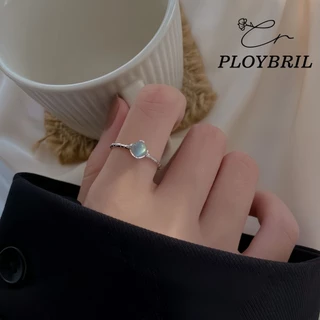 PLOYBRIL✨แหวนเงินแท้ Luna Orb แหวนมูนสโตนทรงกลม 925แท้ ดีไซน์พระจันทร์เต็มดวง ปรับขนาดได้ แหวนมงคล J005