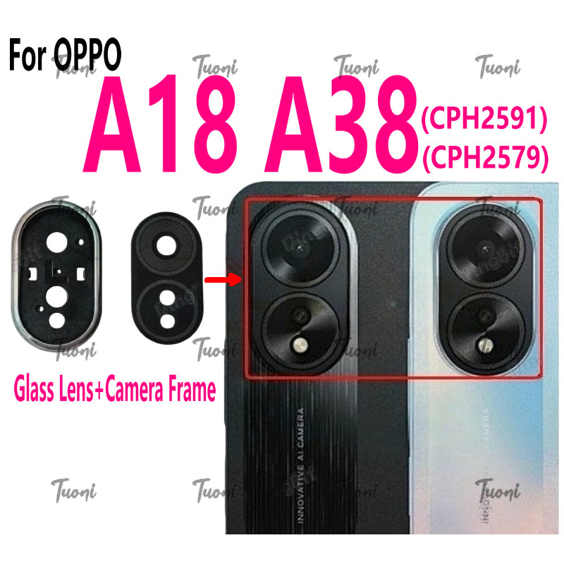 ฝาครอบเลนส์กล้องกระจกด้านหลังสําหรับ OPPO A18 A38 CPH2591 CPH2579 พร้อมสติกเกอร์
