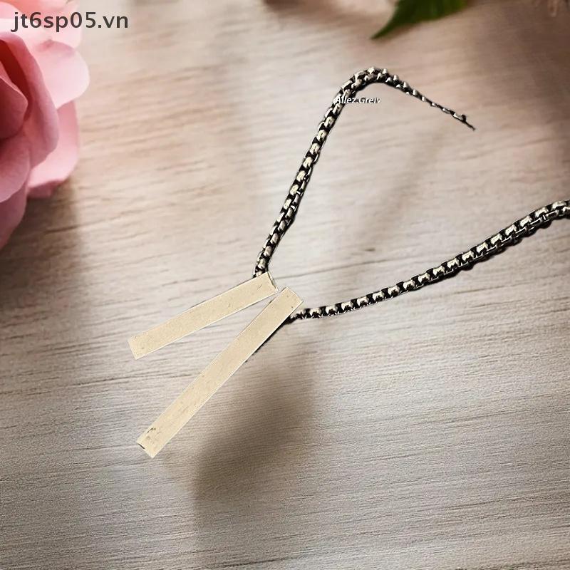 [JTS] สร้อยคอเสาสําหรับผู้ชายผู้หญิง Unisex สแตนเลส 3D Bar จี้ลําลองเรียบง่ายแนวตั้ง Link Chain Chok