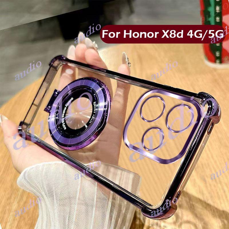 HONOR X8d 4G 5Gสี่มุมชุบโปร่งใสเคสโทรศัพท์สําหรับHonor X8d X8D HonorX8d 4G 5Gซิลิโคนอ่อนนุ่มกันกระแท