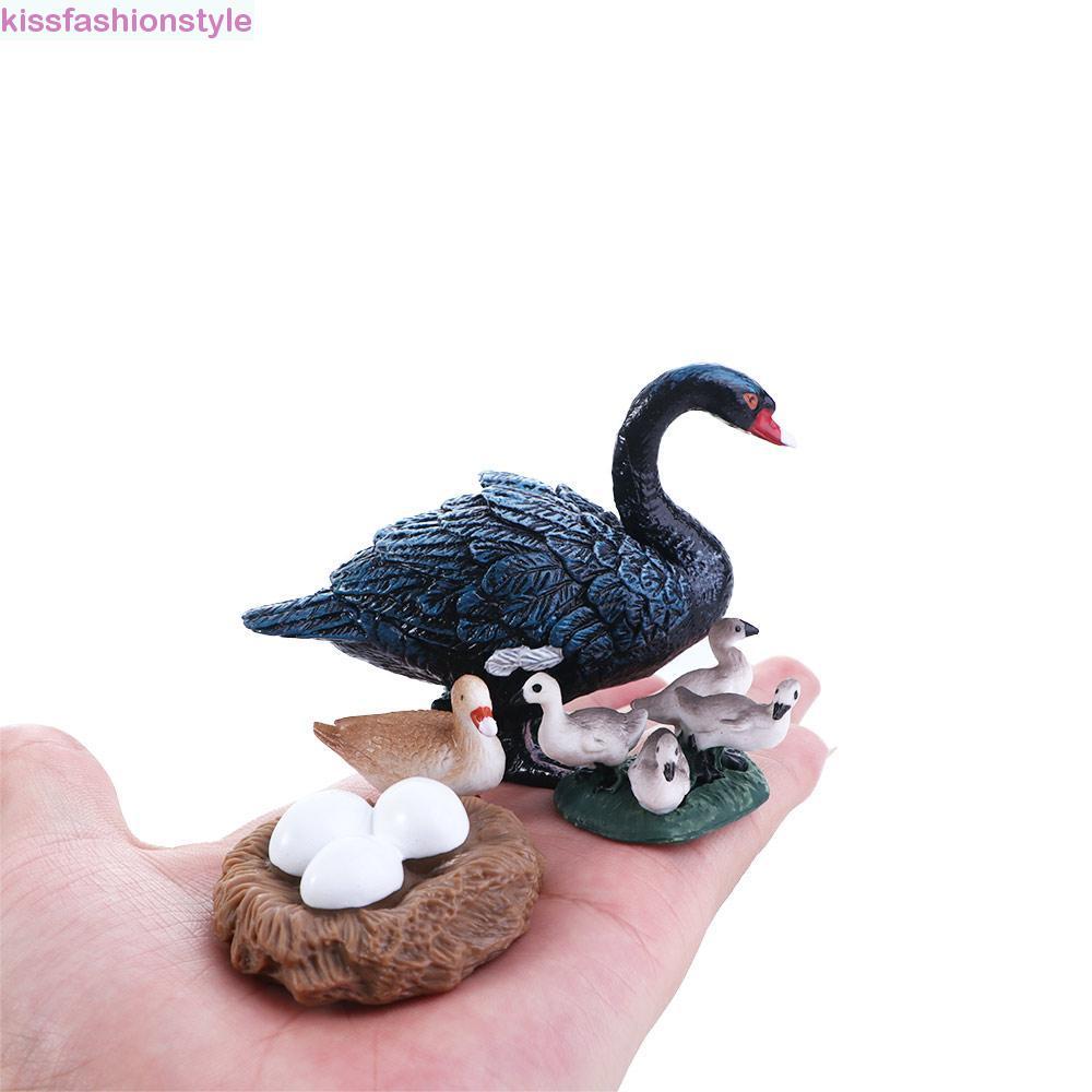 KISSFASHIONSTYLE Life Cycle Figures ของขวัญ 4 ชิ้น/เซ็ต Swan รุ่นสัตว์ปีก Growth Cycle Miniature ของ