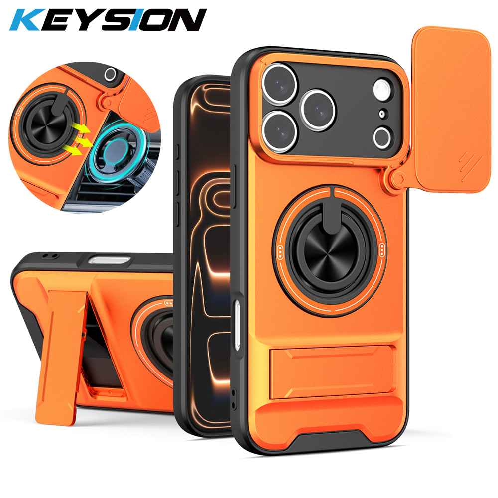 KEYSION เคสโทรศัพท์แม่เหล็กสําหรับ iPhone 17 Pro Max สไลด์กล้องป้องกันขาตั้งตรงกันกระแทกสําหรับ iPho
