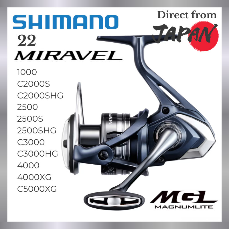 SHIMANO 22 Miravel Spinning Reel – 1000 C2000S C2000SHG 2500 2500S 2500SHG C3000 C3000HG 4000 4000XG