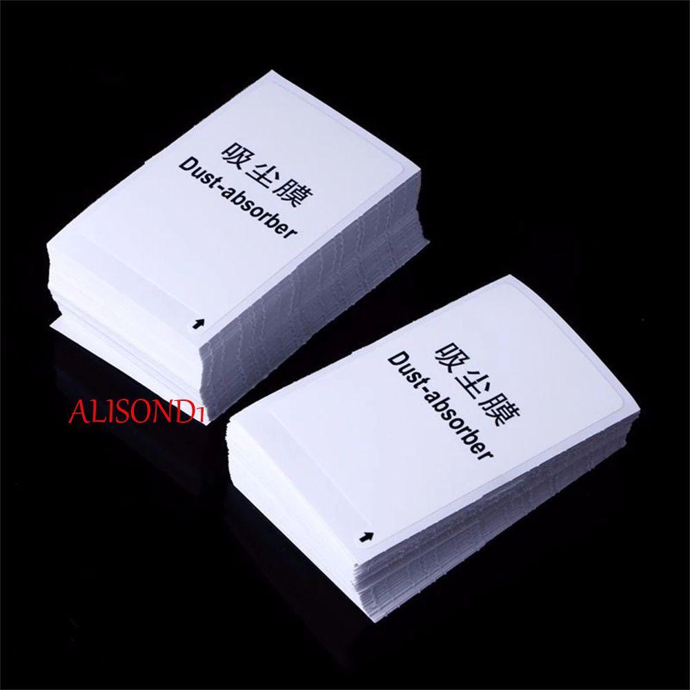 ALISOND1 สติกเกอร์กําจัดฝุ่นจอภาพหน้าจอ LCD 100 ชิ้นคู่มือสติกเกอร์กระจกนิรภัยฝุ่นหน้าจอเครื่องมือทําความสะอาด