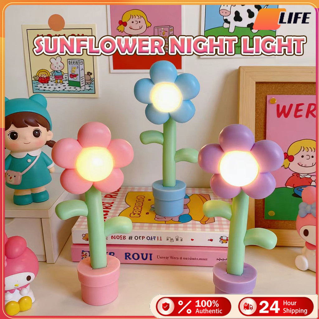 เก็บปลายทาง！โคมไฟดอกไม้ตั้งโต๊ะ LED ไฟกลางคืนข้างเตียงแสงอุ่น  แบตเตอรี่กระดุม เครื่องประดับตกแต่งห้อง ของเล่นเด็ก