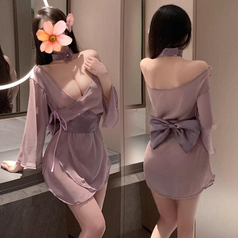 Pure Desire สไตล์ชุดนอนเซ็กซี่คู่สนุก Royal Sister กระโปรงเอวแคบ Slimmer ดู Nightdress Gauze Deep V 