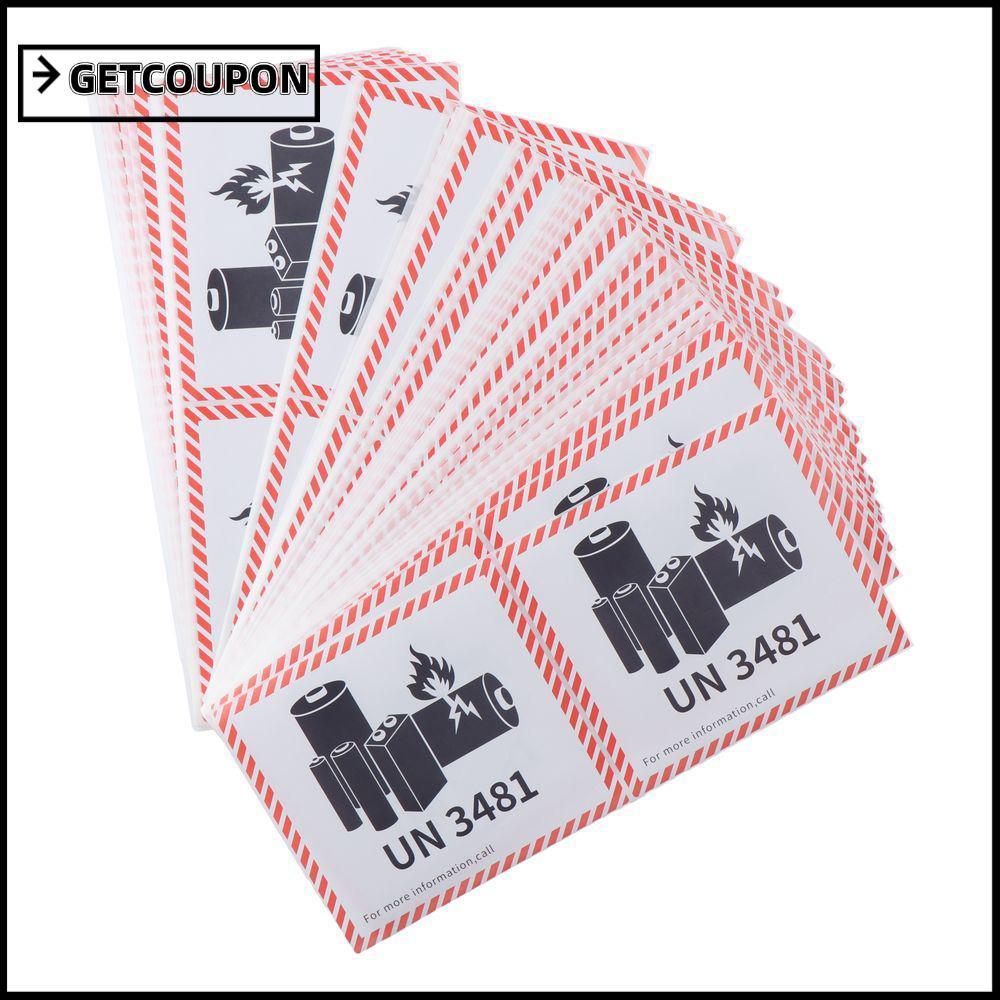 ป้ายแบตเตอรี่ลิเธียมขนส่ง GETCOUPON,ป้ายไฟแบตเตอรี่ลิเธียมสีแดง,UN3481 แผ่นทองแดงกาว 4.7 "x 4.3" สํา