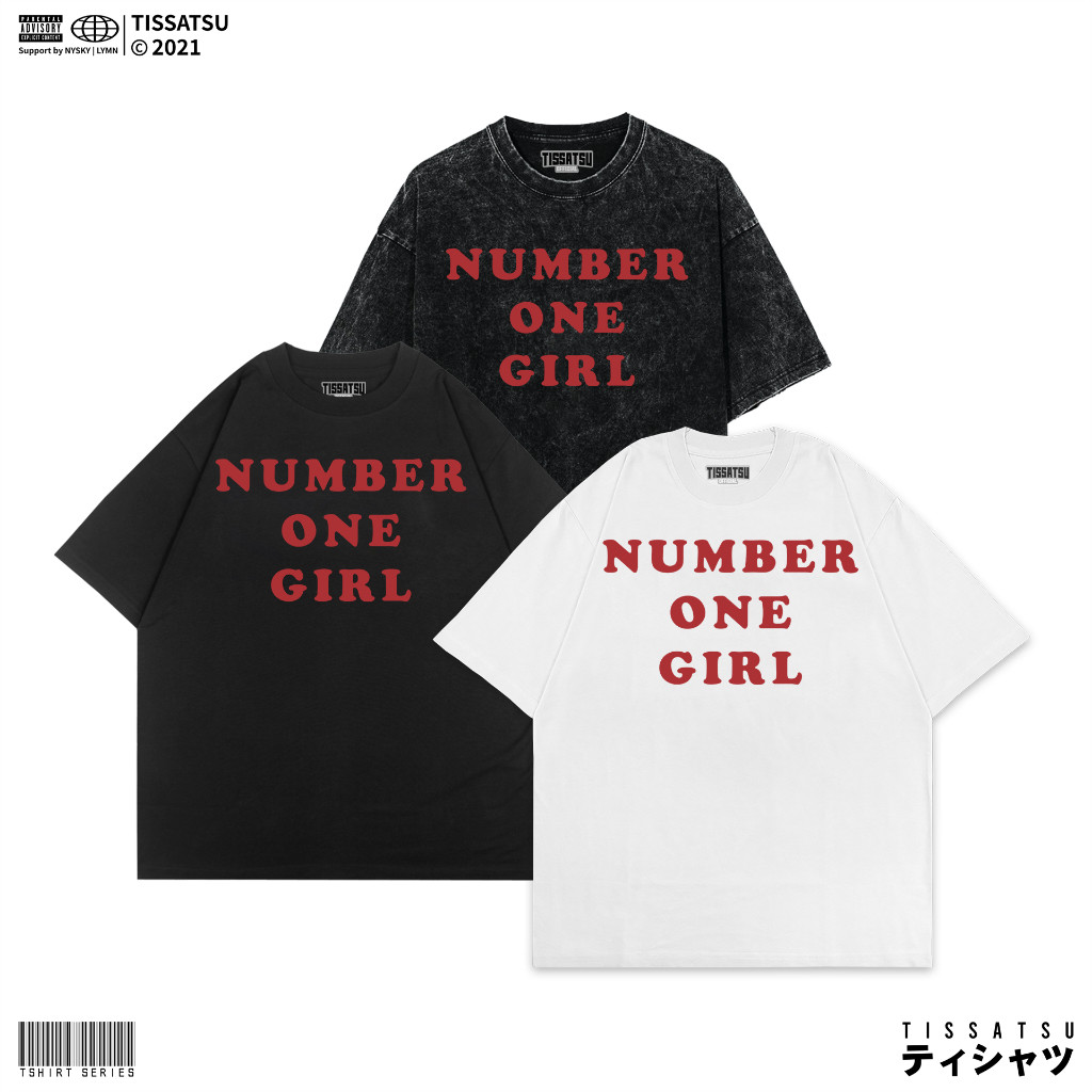 จัดส่งตลอด 24 ชั่วโมง TISSATSU Rose BLACKPINK Oversized Washed Number One Girl T-Shirt / Kpop Wash T