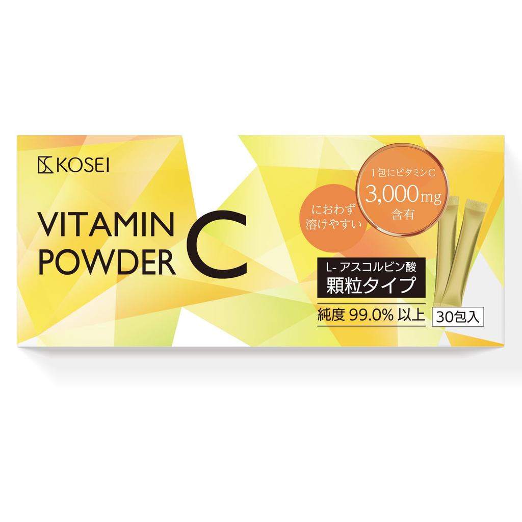 KOSEI Vitamin C L-Ascorbic Acid Stick, 30 sachets (approximately a month's supply), portable, powder