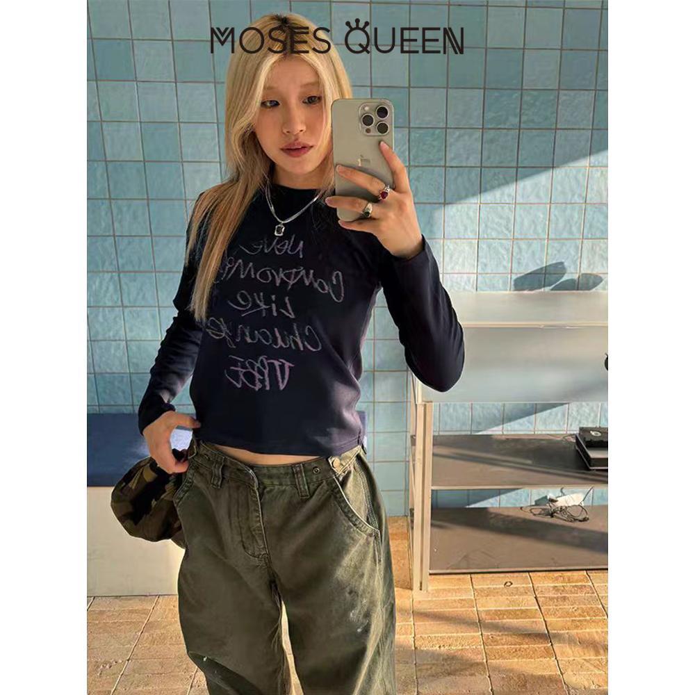 MOSESQUEEN เสื้อมอสส์ ราชินี 2026 แขนยาว สวมใส่สบาย หลายสีพื้นฐาน เสื้อคลุมอเนกประสงค์สำหรับออกจากบ้านทุกวัน #63438