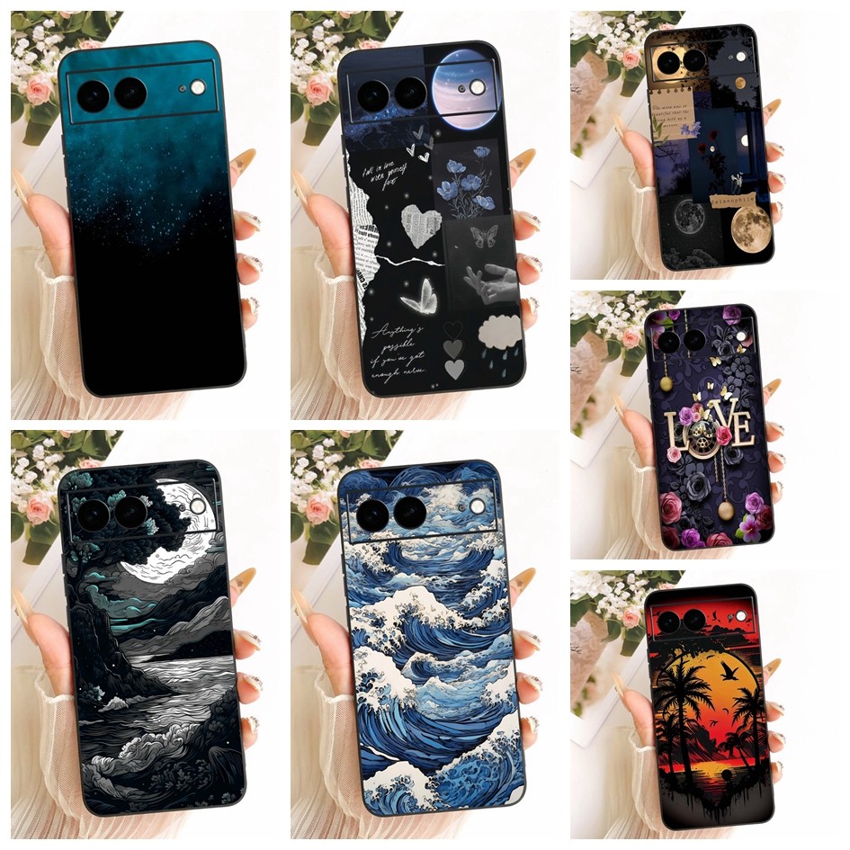 กรณีใหม่สําหรับ Google Pixel 7 GVU6C GQML3 GO3Z5/พิกเซล 7 Pro GP4BC GE2AE GFE4J ปกแฟชั่น Space Sunse