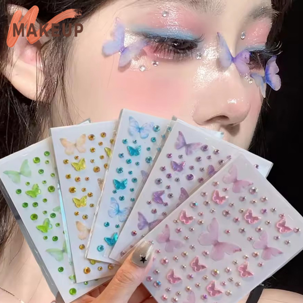 สติกเกอร์แต่งหน้าพลอยเทียมและเพชรเทียม สำหรับการตกแต่งใบหน้าในงานแสดงหรือประจำวัน