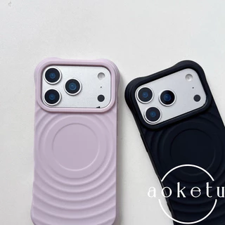 ผิวคลื่นแม่เหล็กเคสสีส้มเหมาะสําหรับ แอปเปิล 17 โปรแม็กซ์ เคสโทรศัพท์ ไอโฟน 16 โปรแม็กซ์ นุ่ม15สไตล์มินิมอลใหม่14/13รวมทุกอย่างซิลิโคนป้องกันการตกฝา