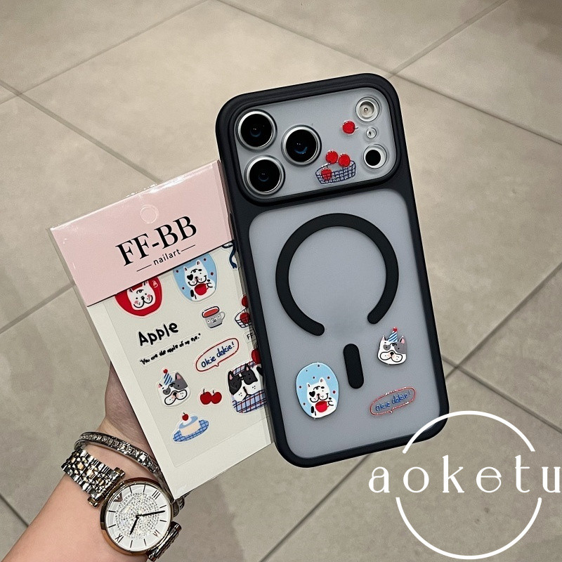 กรอบเลนส์ที่ถอดออกได้สร้างสรรค์ ทําเอง สติกเกอร์สุนัขแม่เหล็กผิวตรวจจับเคสโทรศัพท์เหมาะสําหรับ ไอโฟน 13 14 15 16 17 มือโปร สูงสุด กึ่งโปร่งใสรวมทุกอย่างซิลิโคนป้องกันการตกฝา - รูปที่ 5