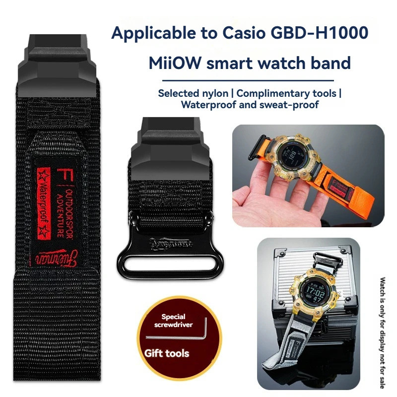 สําหรับ CASIO G-SHOCK GBD-H1000 3475 สมาร์ทนาฬิกาดิจิตอล,สายกีฬาไนลอนกันน้ําสําหรับเดินป่ากลางแจ้งผ้