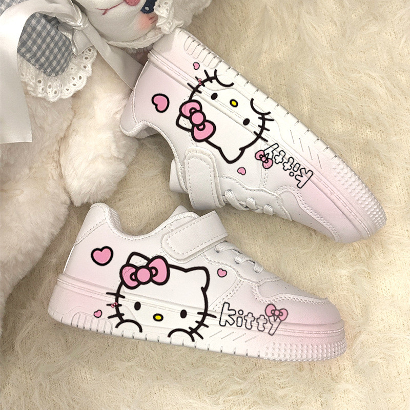 รองเท้าเด็กหญิง Hello Kitty Joint Celebrity สีขาว สไตล์โลเวอร์โทป ออกแบบมาเพื่อความเหมาะสมกับทุกโอกาส