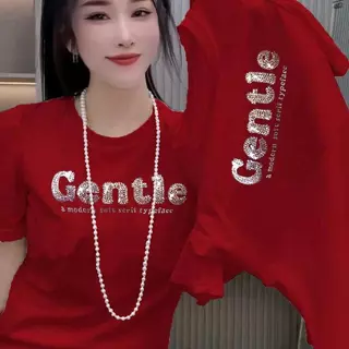 เสื้อยืดแขนสั้นผ้าฝ้ายแท้ หนักและเงา ประดับพลอยเทียม สำหรับผู้หญิง ขายดีของดาราอินเทอร์เน็ต แจ๊กเก็ตซ่อนพุง เสื้อยืดเร