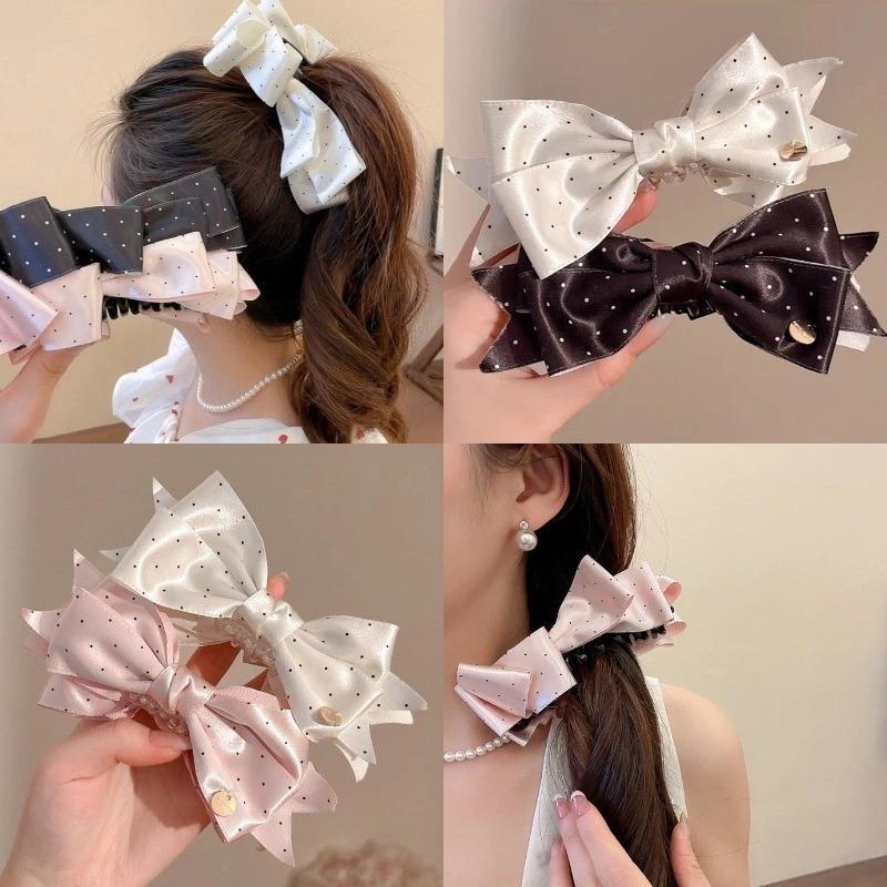 คลิปผมผู้หญิงพวงมาลัยจุดโปลกาดอต สำหรับคาดผมและตกแต่งผม