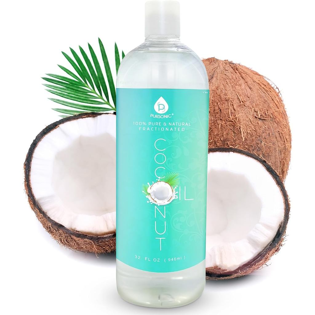 Pursonic น้ํามันมะพร้าวหอมปราศจากน้ําหอมบริสุทธิ์-32oz การดูแลผิวมัลติฟังก์ชั่น, ผม, นวดตัวและเมคอัพ