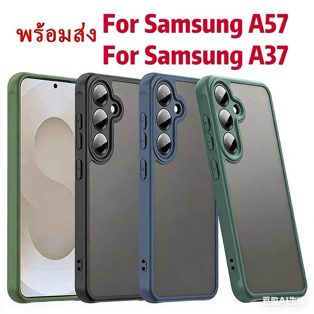 เคสขอบสีผิวด้าน สำหรับ Samsung A57 A37 A17 A07 ตรงรุ่น พร้อมส่ง กันกระแทก ป้องกันเลนส์กล้อง