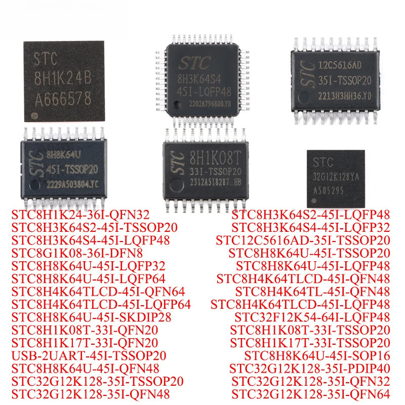 5-10 ชิ้น STC8H1K24 STC8H3K64S2 STC12C5616AD STC8G1K08 STC8H64U STC8H4K64TSTC36TSTC8H8K64K64K16TSTC3
