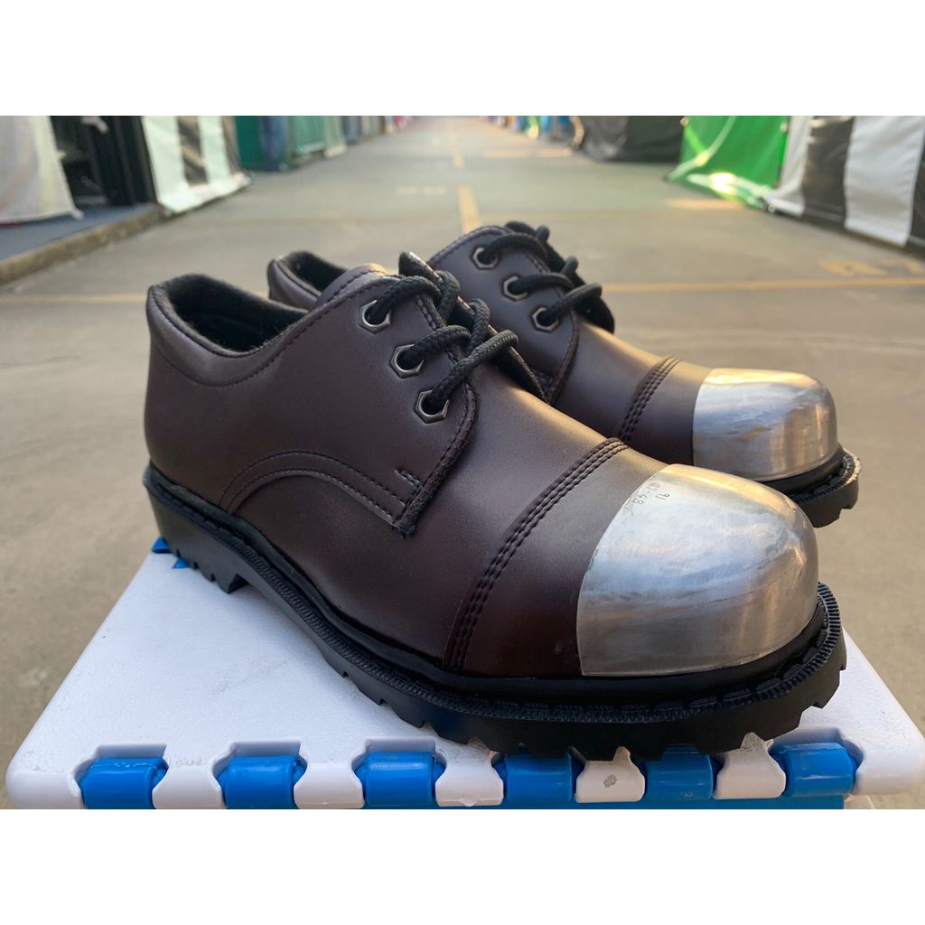รองเท้าหัวเหล็ก Safety หนัง สีน้ำตาล เหล็กนอก (size36-47) นอกตาล