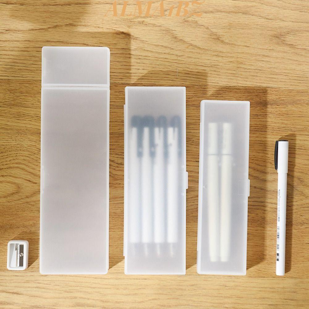 ALMA1BZ Pencil , S/M/L Frosted Pen Box, Simple Plastic Multifunctional Translucent Stationery Organizer Gift
