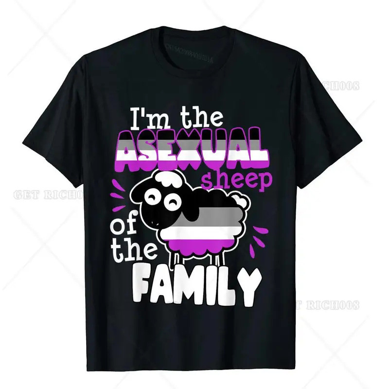 เสื้อยืดลายธงสัญลักษณ์แห่งความภาคภูมิใจของกลุ่มคนไร้เพศ รุ่น Asexual Sheep of The Family ทรงเข้ารูป 
