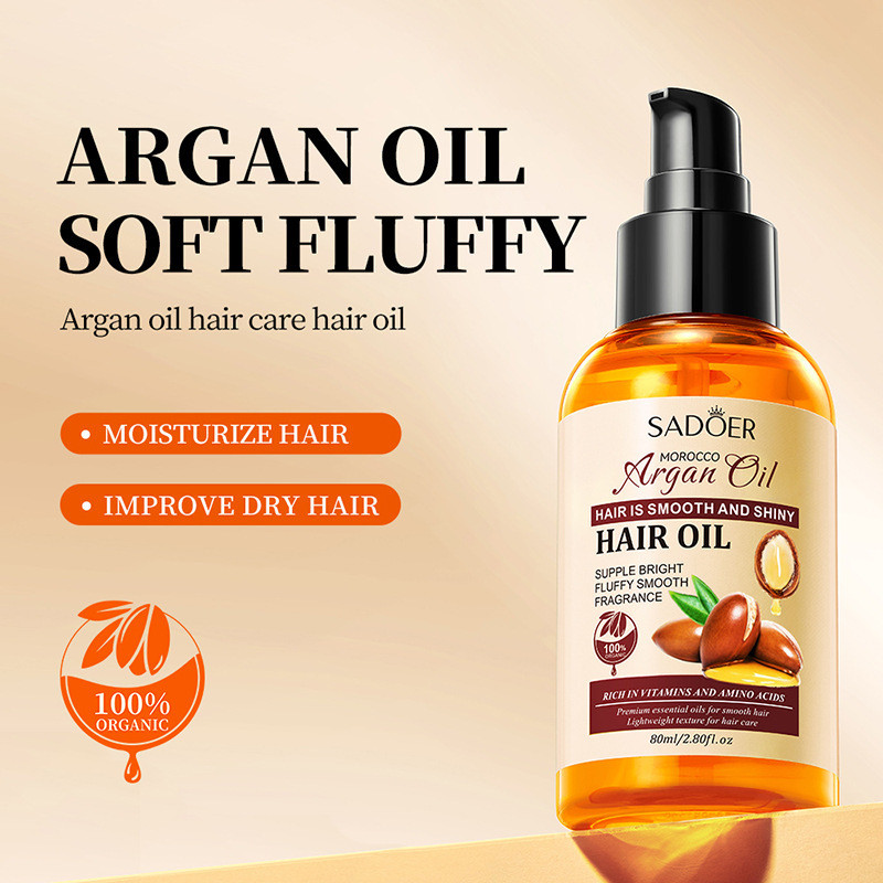 ภาษาอังกฤษทั้งหมด SADOER Argan Oil Hair Care Essential Oil Dyeing Perm ผมตรง Hair Care Essential Oil