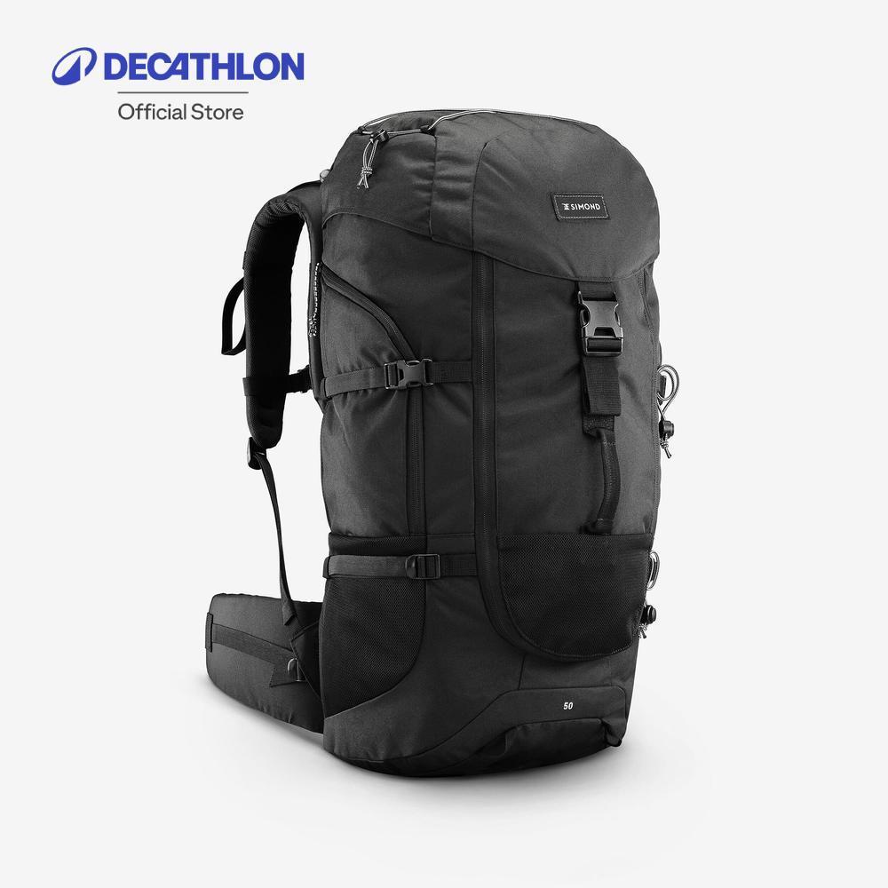 Decathlon 50L Hiking Backpack Black - Mt100 เป้เดินป่าเทรคกิ้งขนาด 50 ลิตรรุ่น Mt100 - Black
